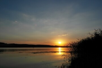 Fototapeta na wymiar Summer landscape, sunset over the river