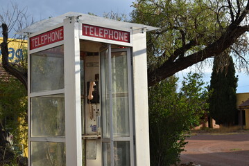 Old telephone booth desert