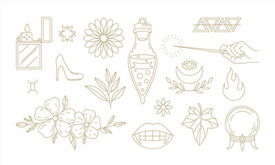 Set of simple linear symbols of witchcraft