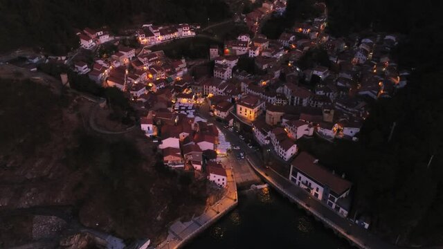 Cudillero. Beautiful coastal village in Asturias. Spain. Aerial Drone Video