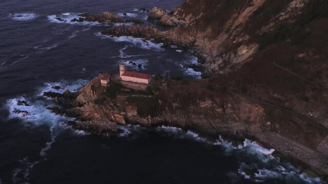 Cudillero. Beautiful coastal village in Asturias. Spain. Aerial Drone Video