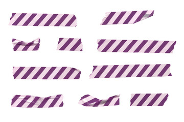 Vector washi tape stripes set, wrinkled and folded