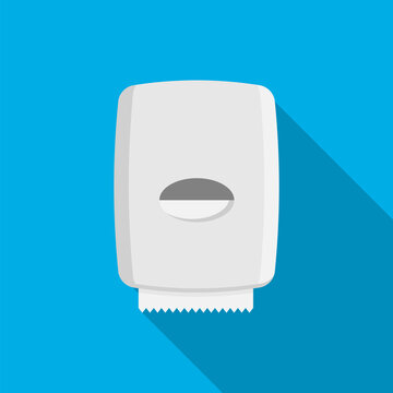 Paper Towel Dispenser On Wall Solated On White Background. Vector Illustration.