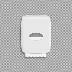Paper towel dispenser on wall solated on white background. Vector illustration.