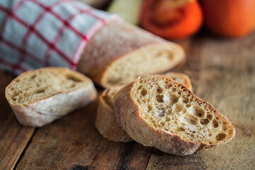 Rustic sliced fresh and crunchy bread