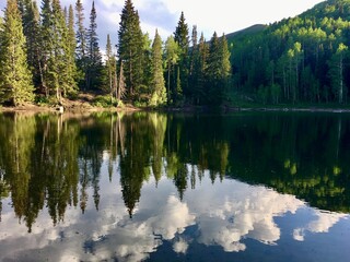 reflection in the lake up in the mountains