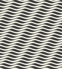 Seamless pattern with wavy stripes. Monochrome repeating background. Vector illustration