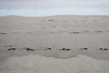 Beach, wool and beach footprints