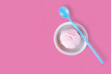Icecream putting on pink background