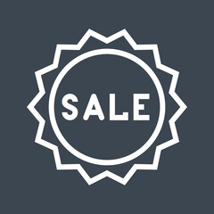 Sale Badge Thin Line Vector Icon. Flat icon isolated on the black background. Editable EPS file. Vector illustration.