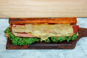 sandwich with ham and vegetables
