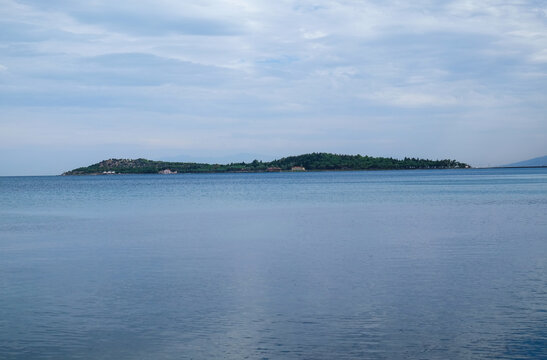 Island, Sea And Cloudy Sky, Urla, Izmir