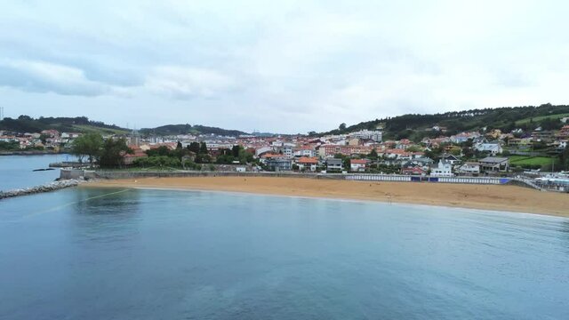 Luanco. Coastal village in Asturias,Spain. Aerial Drone Footage