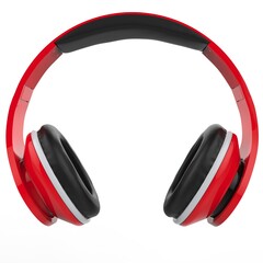 Modern red wireless heaphones with white details - front view