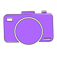  Vector illustration of a digital camera. Retro camera icon cartoon style on white isolated background.
