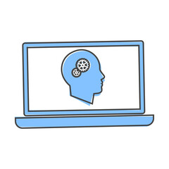 Online training icon. Remote web training. Symbol of online learning, webinar cartoon style on white isolated background.