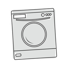 Vector icon  washing machine on gray background. Flat image home appliance cartoon style on white isolated background.
