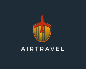 minimal air travel logo template - vector illustration