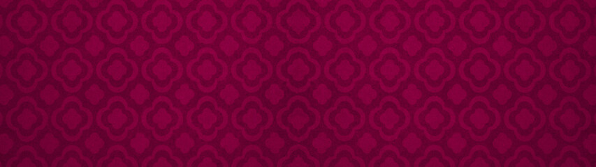 Hexagonal print background banner panorama - Magenta pink hexagon wallpaper tile textile seamless vintage texture