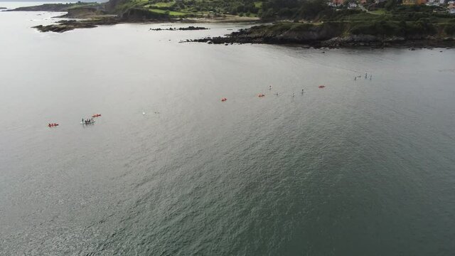 Luanco. Coastal village in Asturias,Spain. Aerial Drone Footage