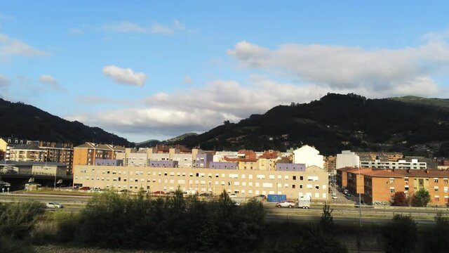 Luanco. Coastal village in Asturias,Spain. Aerial Drone Footage