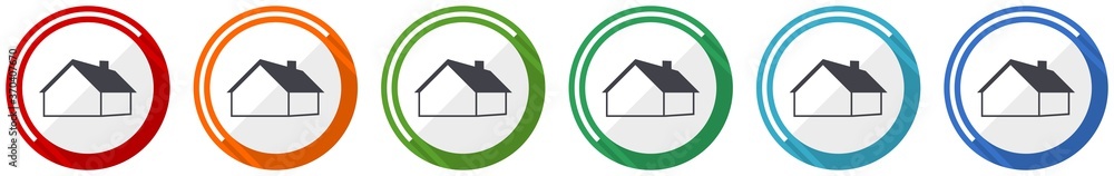 Aufkleber House and real estate concept icon set, flat design vector illustration in 6 colors options for webdesign and mobile applications