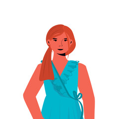 happy child little girl in casual trendy clothes female cartoon character portrait isolated vector illustration