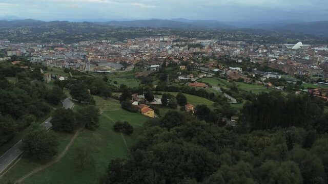 Oviedo, city of Asturias,Spain. Aerial Drone Footage