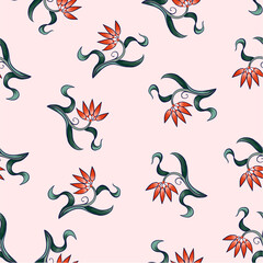 Seamless pattern with flowers in art deco style. Modern trendy print.