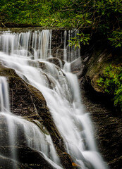 Water falls gently at White Owl Falls in NC