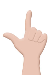 Hand pointing with two fingers up isolated on white background. Illustration of hand with clipping mask.