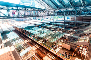 View of trains in Osaka Station Osaka, Japan