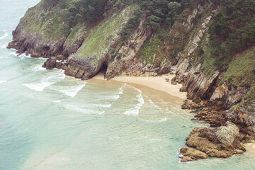 Landscape, views of Pechón, el último pueblo de Cantabria. Las cuevas de la playa de Pechón, son...