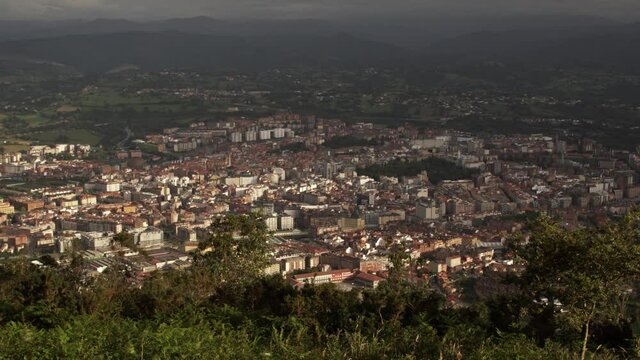 Oviedo, buildings in the city of Asturias,Spain. Aerial Drone Footage