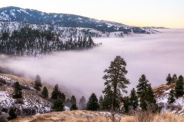 Inversion fog fills the valley where Boise Idaho resides