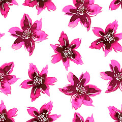 Seamless pattern with watercolor flowers. Trendy floral textile design. Vector.