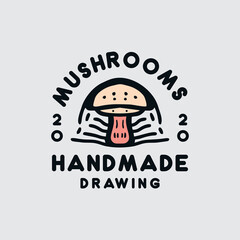 Mushrooms hand drawn Vintage Illustration Vector T-shirt Design