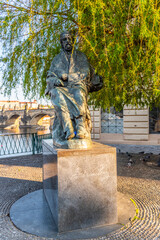 Statue of Bedrich Smetana, Czech composer, at Novotny Foot-bridge. Praha, Czech Republic