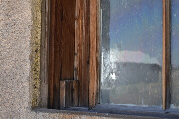 old wooden window frame