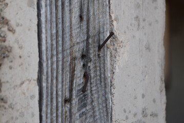 old wooden fence with nail