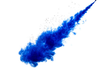 A cloud of blue paint released into clear water. Isolate on a white background.