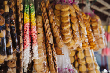 Market of baked colorful goods in Bogota