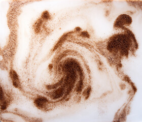 mixing coffee with milk, macro