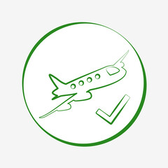 Fototapeta premium green airplane icon. Flight allowed illustration vector design