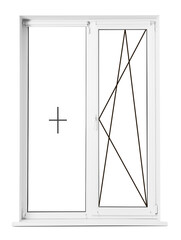 Modern window with opening type lines on white background