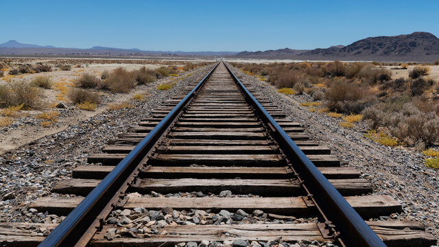 Desert train tracks at Trona Pinnacles