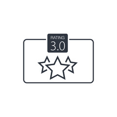 Three stars raiting. Hotel rating. Simple flat pictogram isolated on white. Stock vector illustration isolated on white background.