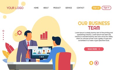 vector of business teamwork landing page template design 