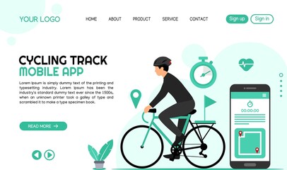 vector of landing page template cycling tracking