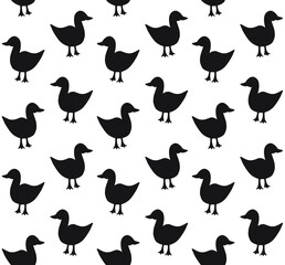 Vector seamless pattern of hand drawn doodle duck silhouette isolated on white background